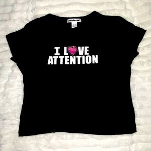 Fitted “I heart Attention” Tee. Size xL; Brand Charlotte Russe.